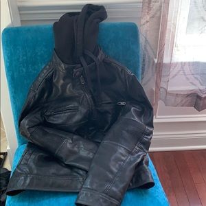 Marc Anthony leather hooded jacket
